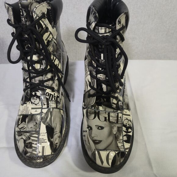 Shoe Republic LA Boots Vogue Magazine Size 8.5 Graphic Black White - Picture 2 of 16